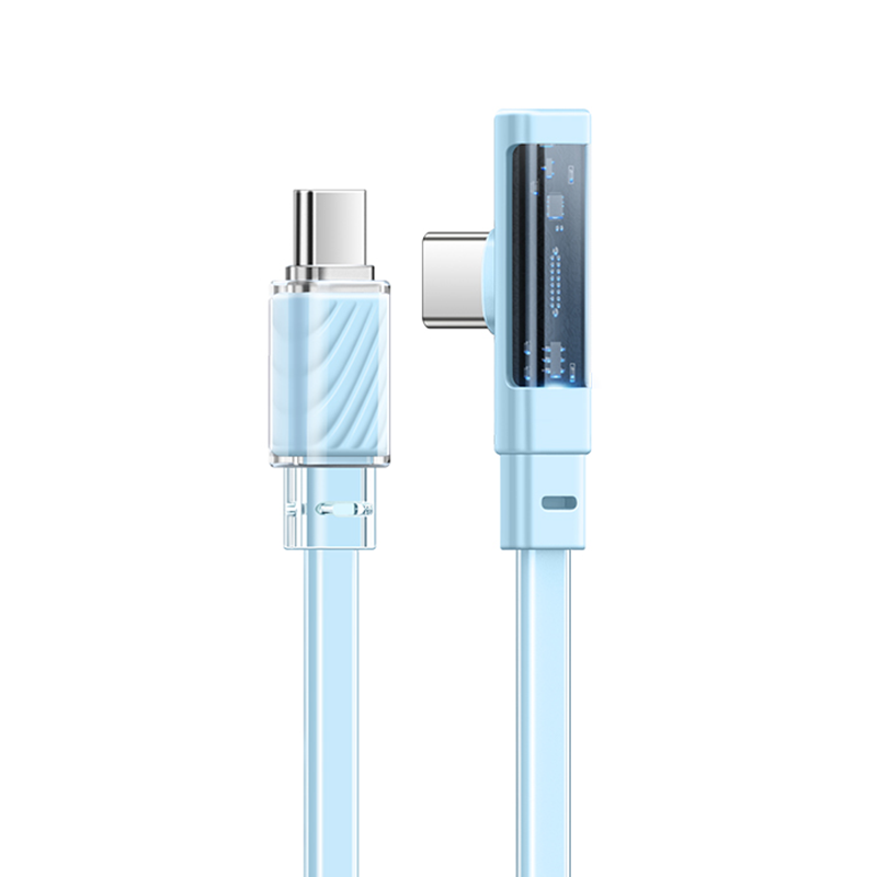Mcdodo CA-345 Dichromatic Series 65W Type-C to Type-C 90 Degree Data Cable with LED 1.2m