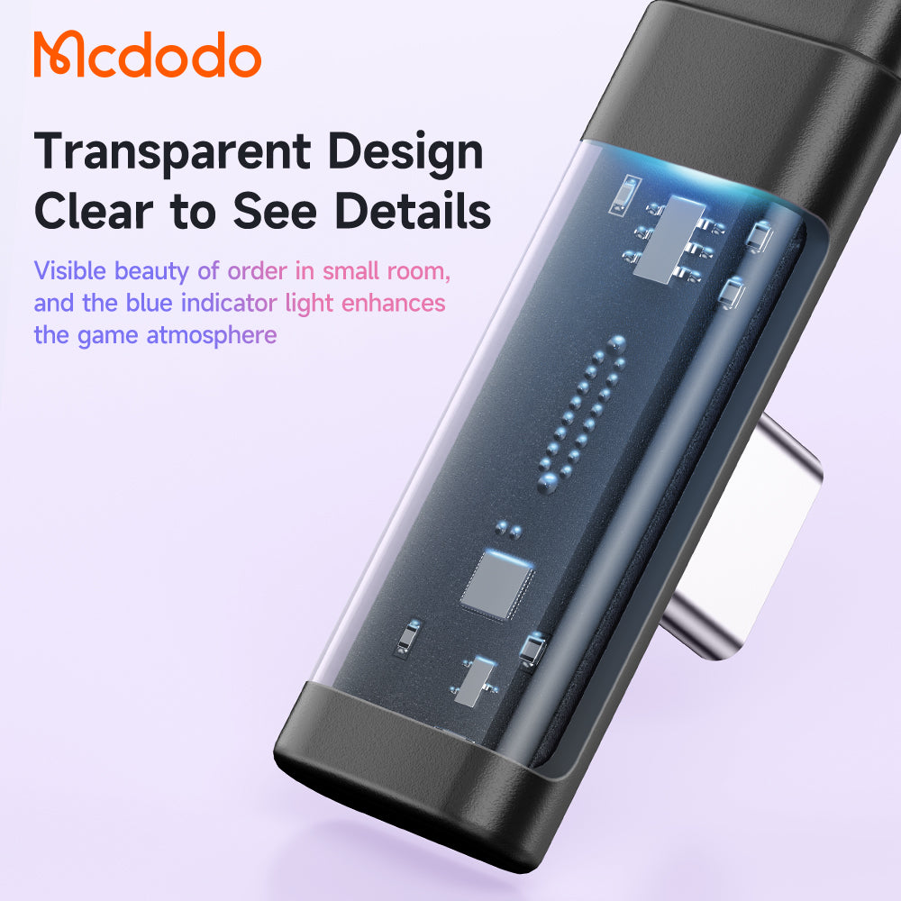 Mcdodo CA-342 Dichromatic Series 6A Type-C Super Charge 90 Degree Data Cable with LED 1.2m