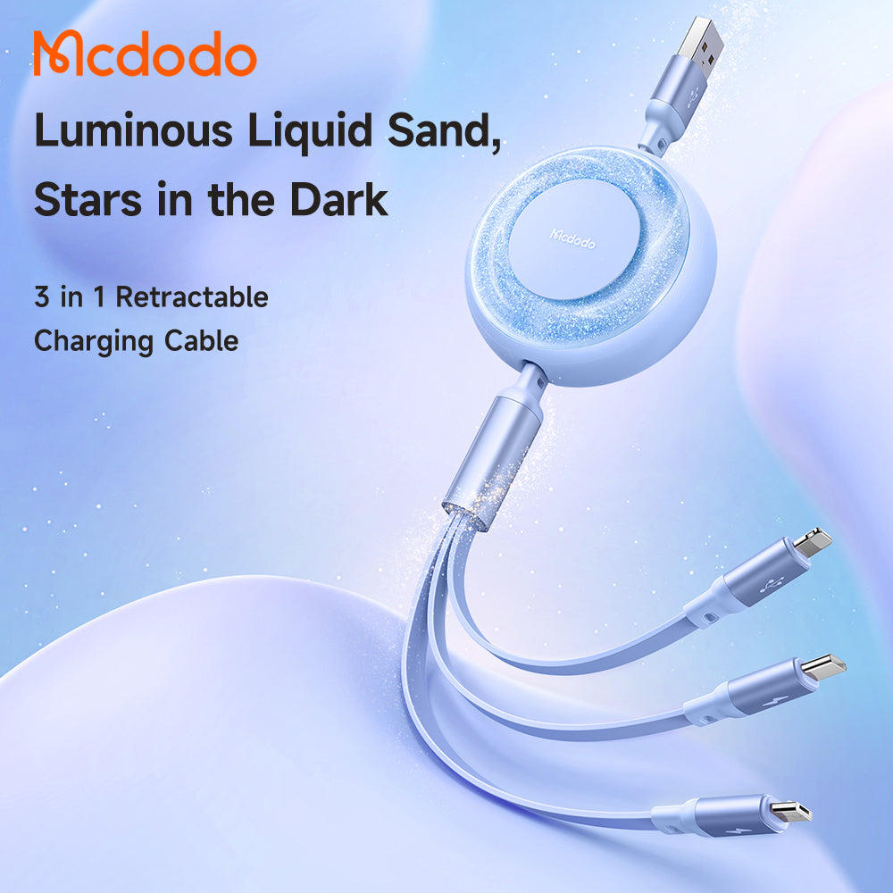 Mcdodo CA-357 Sparkling Series 3 in 1 Retractable Charging Cable 1.2m