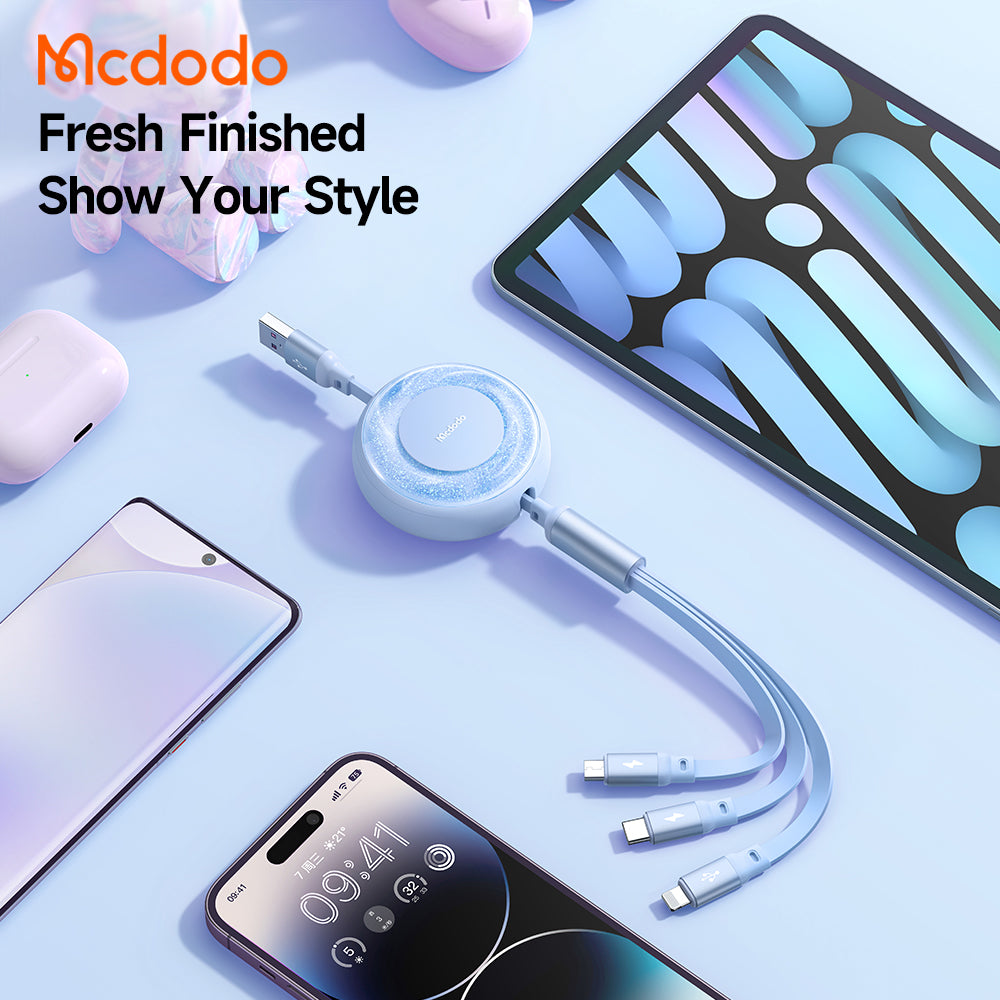 Mcdodo CA-357 Sparkling Series 3 in 1 Retractable Charging Cable 1.2m