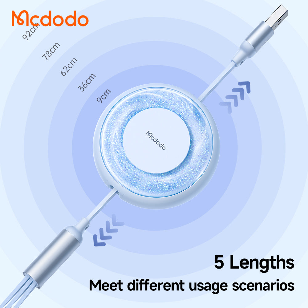 Mcdodo CA-357 Sparkling Series 3 in 1 Retractable Charging Cable 1.2m