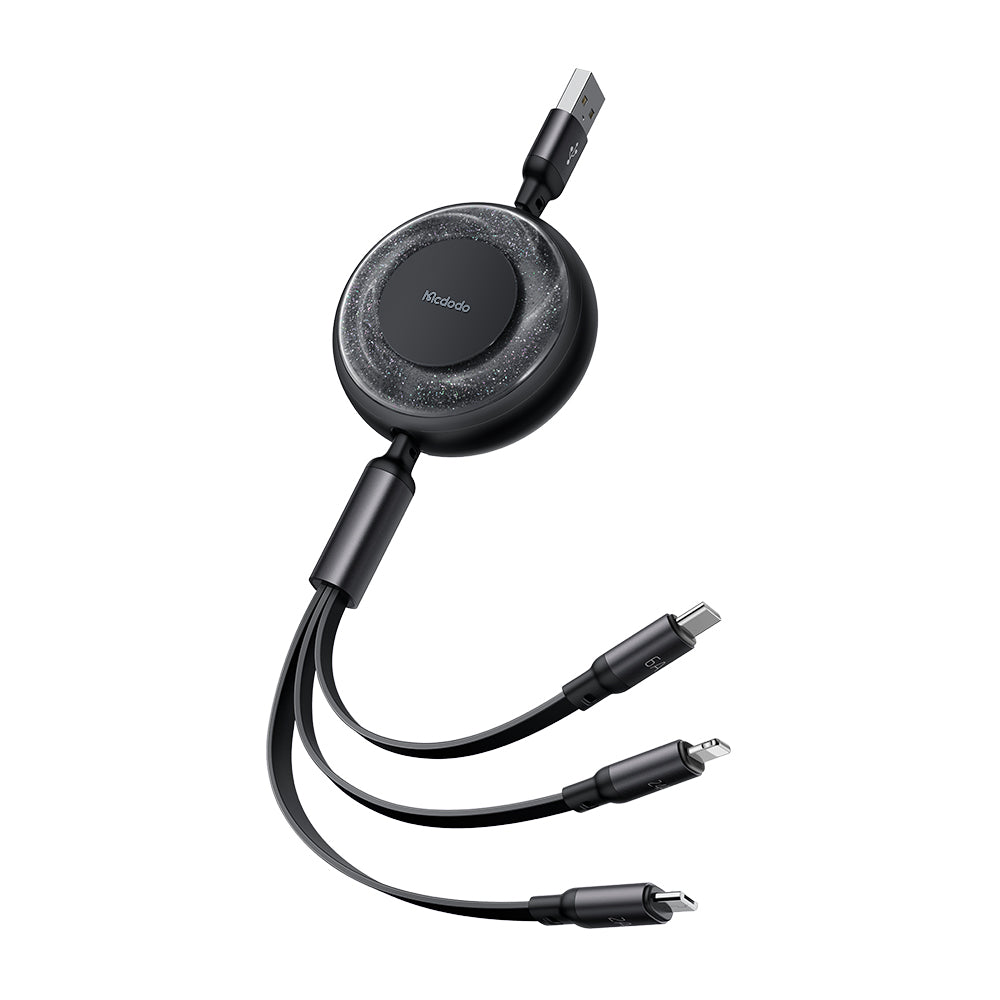 Mcdodo CA-373 3 in 1 66W USB-A to Lightning+Micro+Type-C Super Fast Charging Data Cable 1.2m