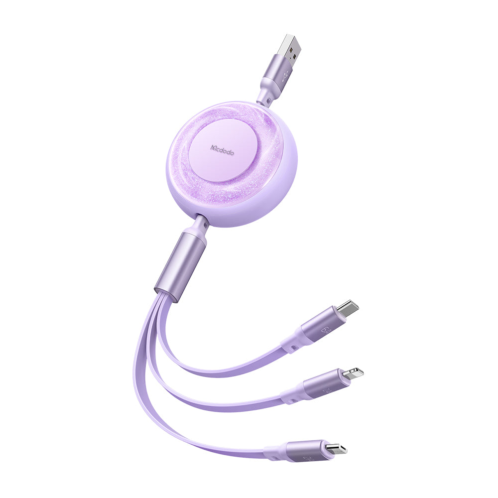 Mcdodo CA-373 3 in 1 66W USB-A to Lightning+Micro+Type-C Super Fast Charging Data Cable 1.2m