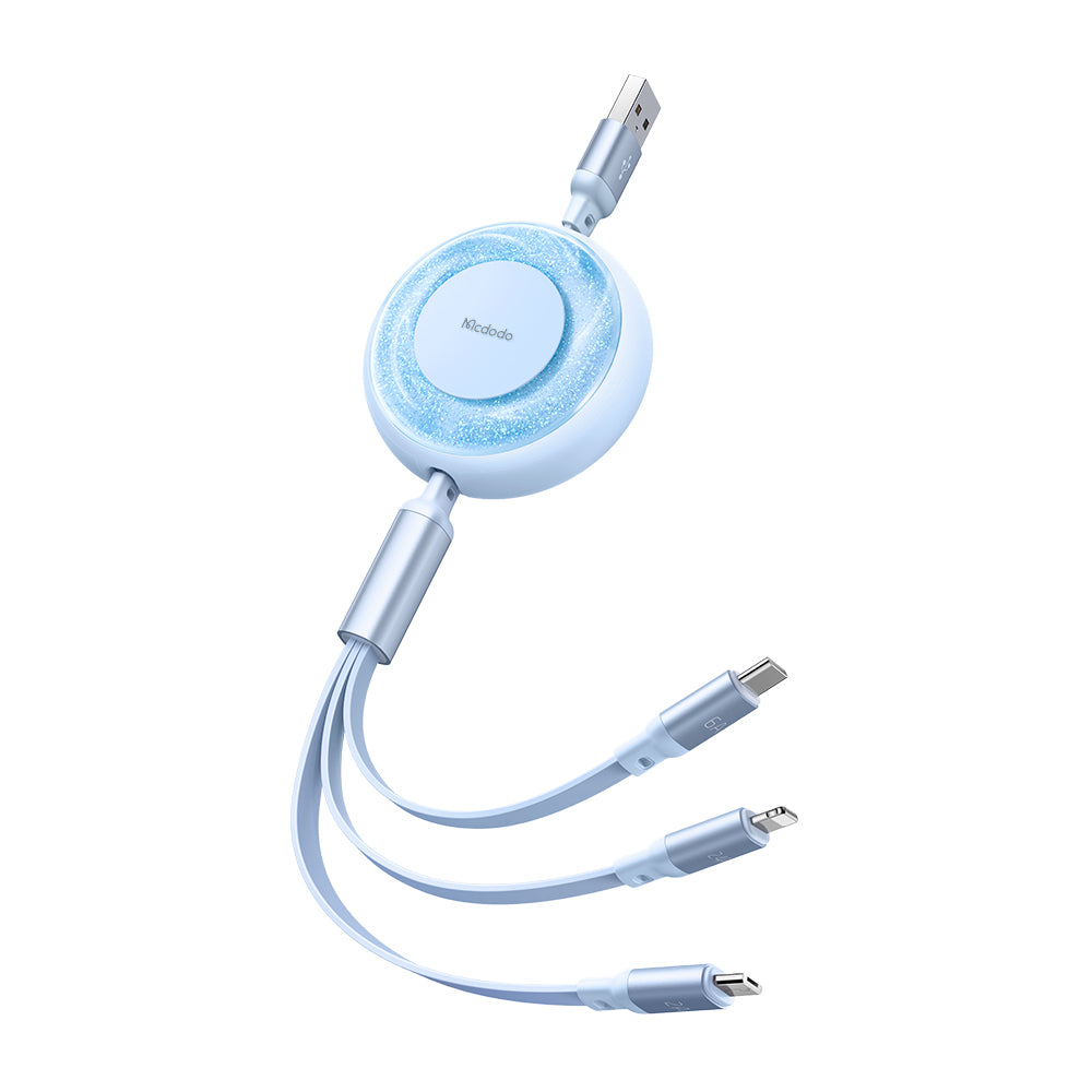 Mcdodo CA-373 3 in 1 66W USB-A to Lightning+Micro+Type-C Super Fast Charging Data Cable 1.2m