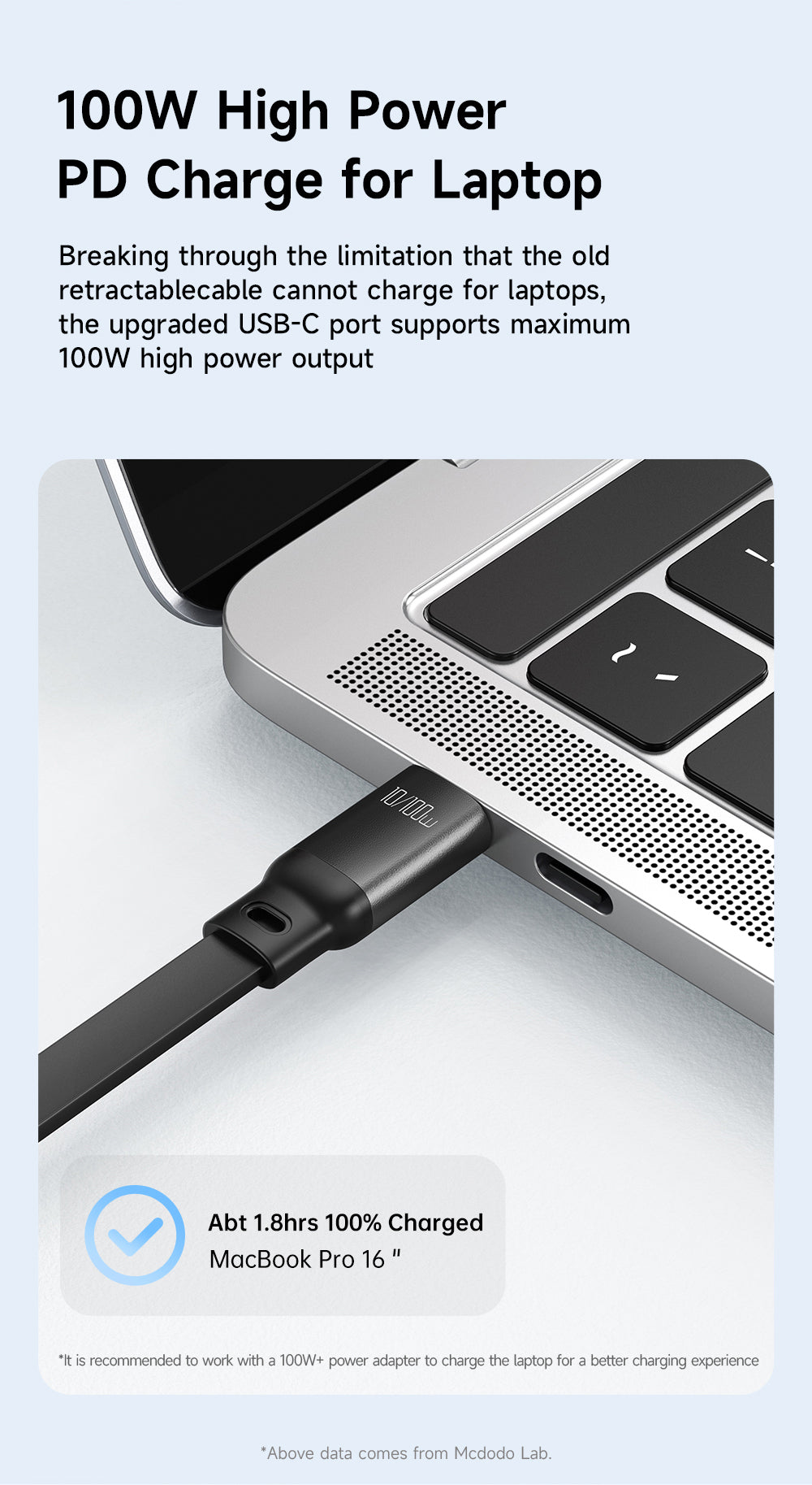 Mcdodo CA-5220 3 in 1 100W USB-C to Lightning+Micro+Type-C Super Fast Charging Data Cable 1.2m