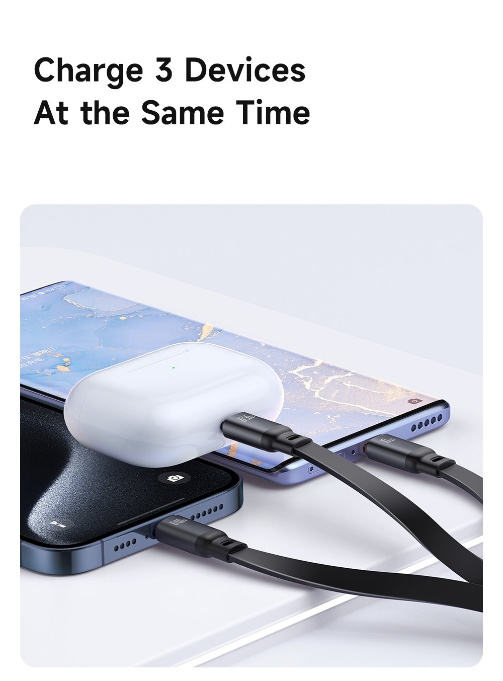 Mcdodo CA-5220 3 in 1 100W USB-C to Lightning+Micro+Type-C Super Fast Charging Data Cable 1.2m