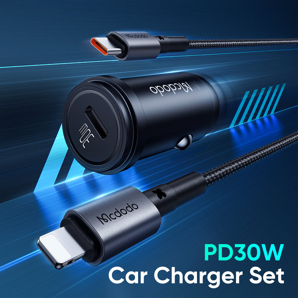 Mcdodo CC-7492 30W 1C PD Fast Car Charger+ 36W Type C to Lightning Cable 1.2m