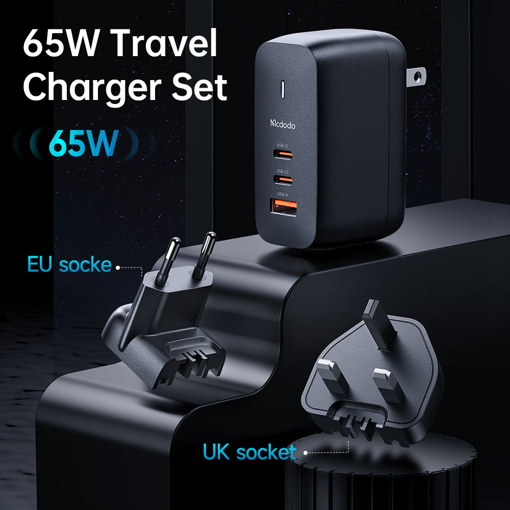Mcdodo CH-8442 65W 2C+1A GAN 5 Mini Fast Charger (UK/US/EU)+60W Type-C to Type-C cable 2m