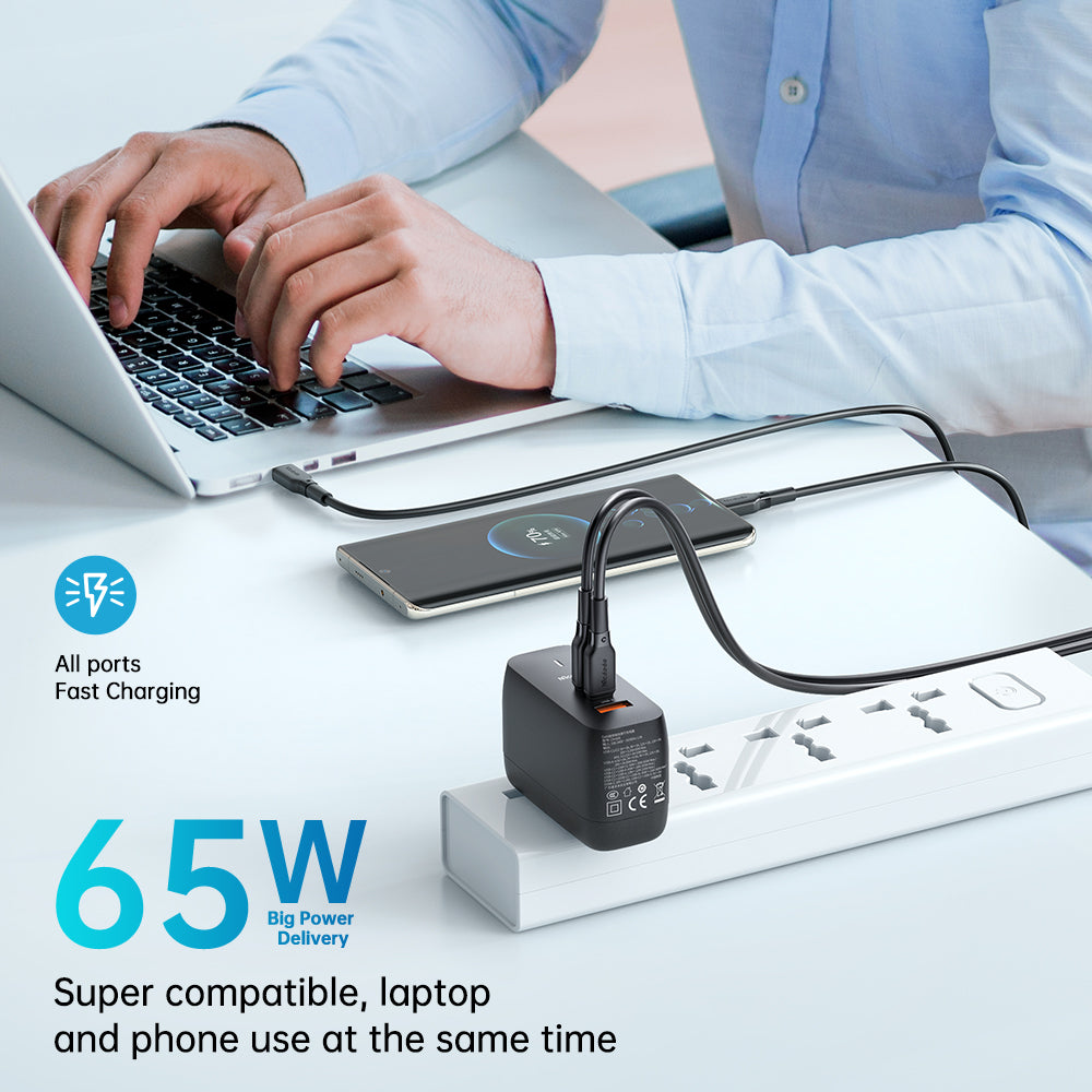 Mcdodo CH-8442 65W 2C+1A GAN 5 Mini Fast Charger (UK/US/EU)+60W Type-C to Type-C cable 2m