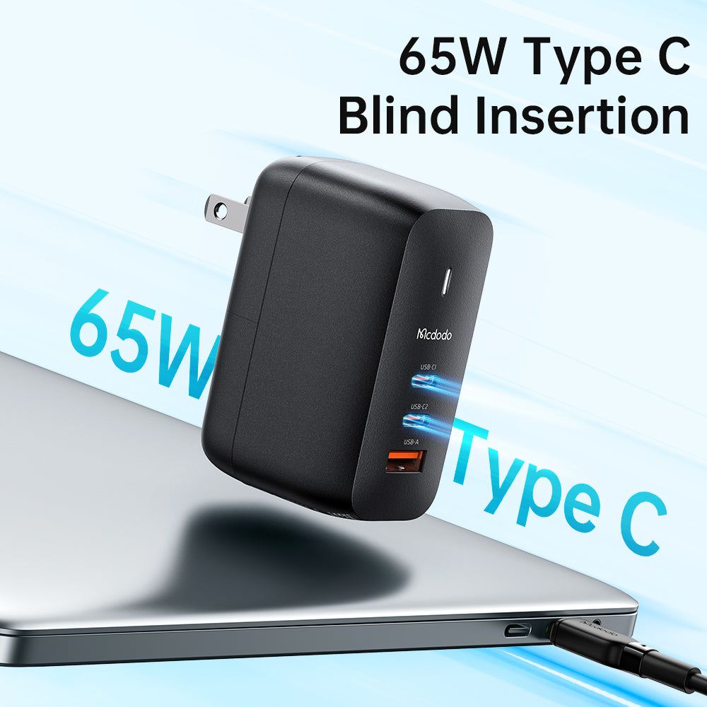 Mcdodo CH-8442 65W 2C+1A GAN 5 Mini Fast Charger (UK/US/EU)+60W Type-C to Type-C cable 2m
