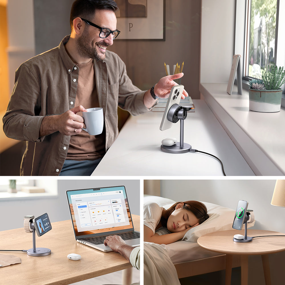Mcdodo CH-2460 MagQ Qi2 MAgnetic Wireless Charging Station 3-in-1 Stand