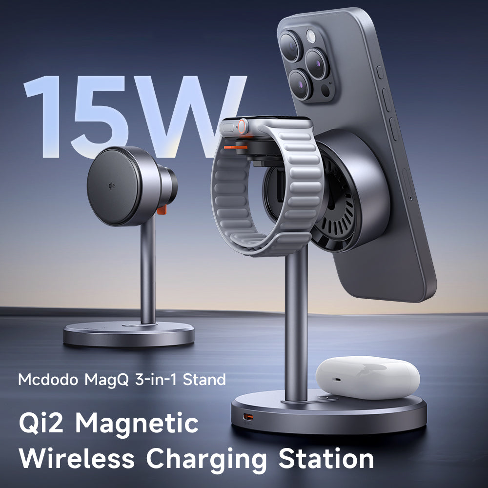 Mcdodo CH-2460 MagQ Qi2 MAgnetic Wireless Charging Station 3-in-1 Stand