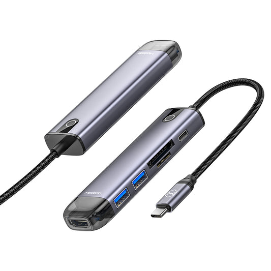 Mcdodo HU-7740 6 in 1 HUB HDMI; USB-A 3.0*2; USB-C(PD 100W);  SD/TF Card Slot