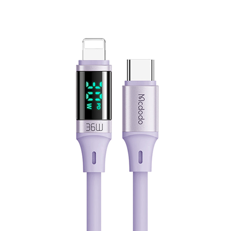 Mcdodo CA-193 36W USB Type C to Lightning Data Cable with Digital HD Display Silicone 1.8m