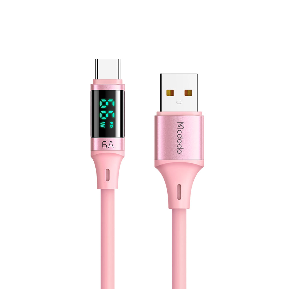 Mcdodo CA-192 6A USB Type C Data Cable with Digital HD Display Silicone 1.2m