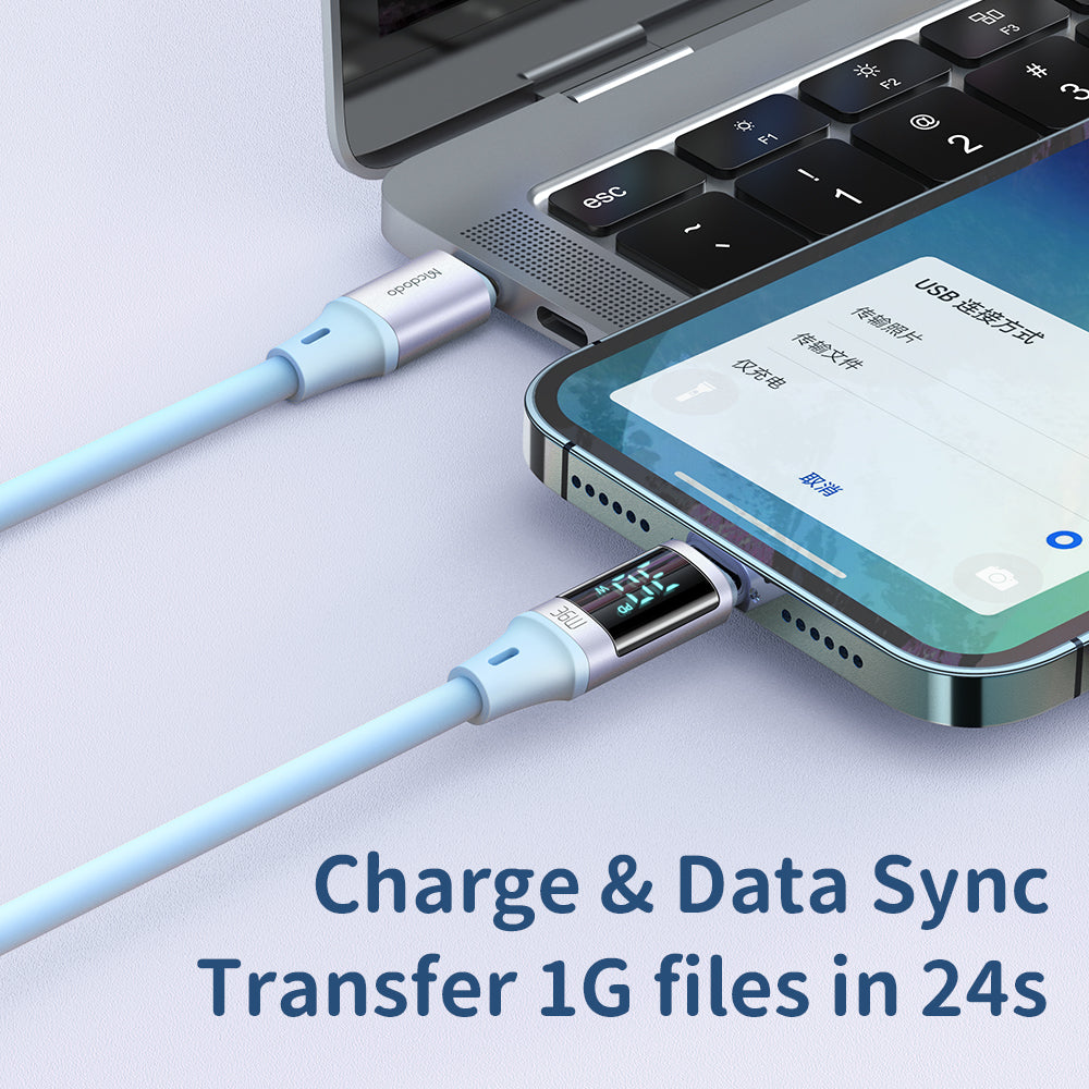 Mcdodo CA-193 36W USB Type C to Lightning Data Cable with Digital HD Display Silicone 1.8m