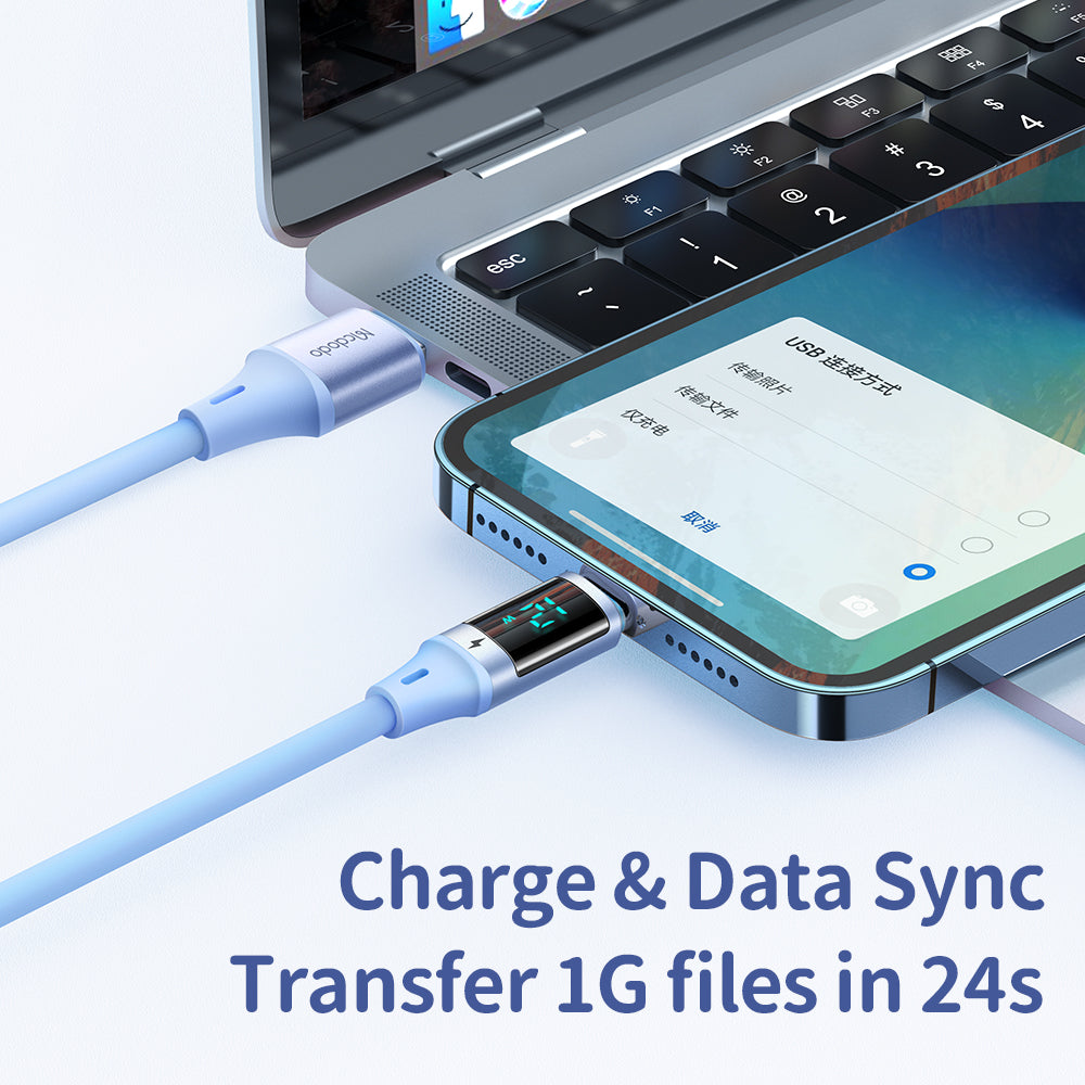 Mcdodo CA-191 Data and Charging Lightning Cable with Digital HD Display Silicone 1.2m