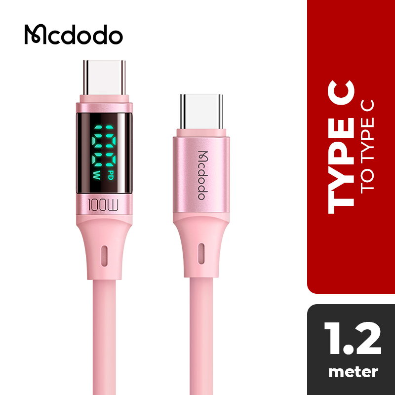 Mcdodo CA-194 100W USB Type C to USB 5Type C Data Cable with Digital HD Display Silicone 1.2m