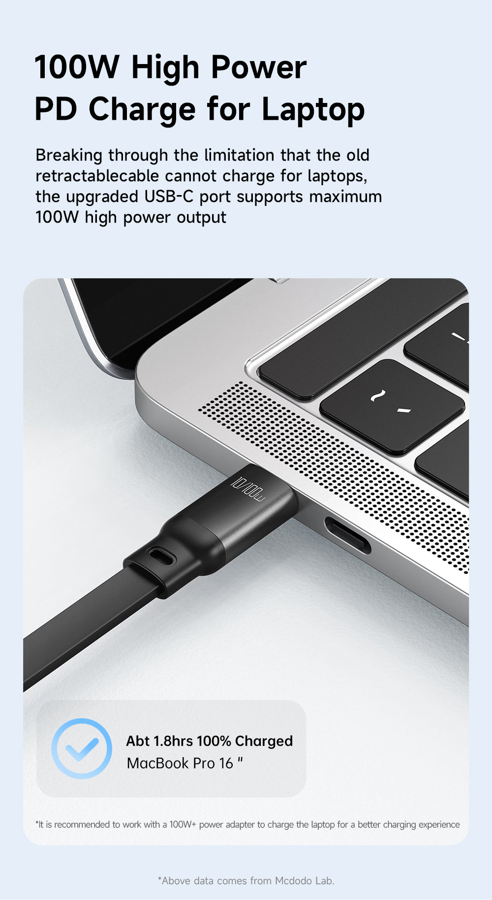 Mcdodo CA-5220 3 in 1 100W  USB-C to Lightning+Micro+Type-C  Super Fast Charging Data Cable 1.2m