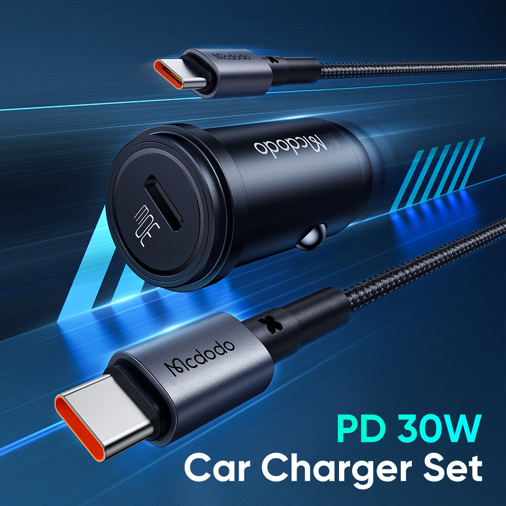 Mcdodo CC-7493 30W 1C PD Fast Car Charger+ Type-C to Type-C Cable 1.2m