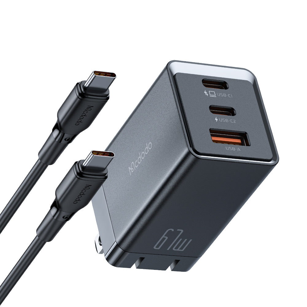 Mcdodo CH-1535 67W 2C+1A GAN 5 Mini Pro Fast Charger (US)+60W Type-C to Type-C Cable 2m