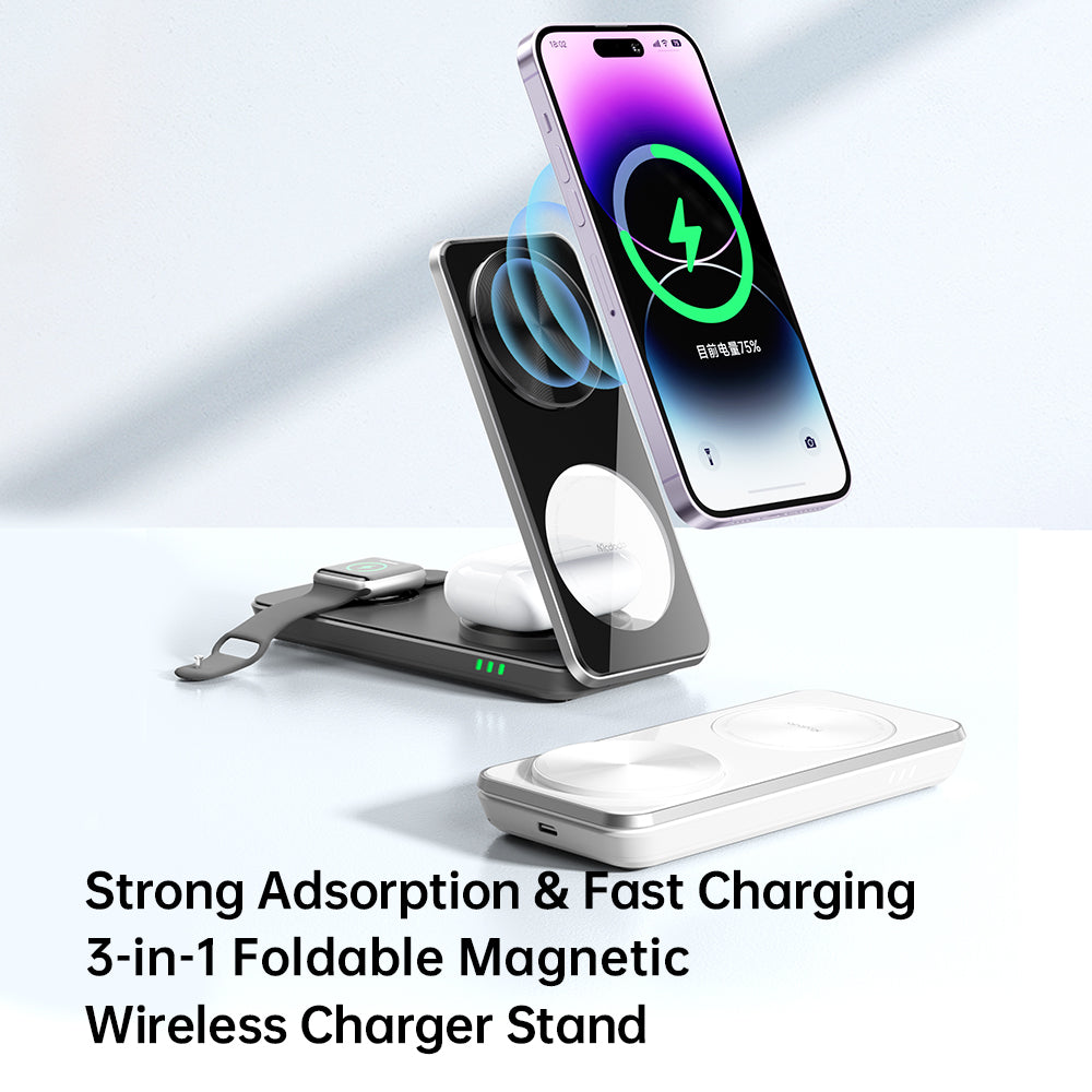 Mcdodo CH-115 3 in 1 Foldable Magnetic Wireless Charger for Phone TWS Watch Peace Series