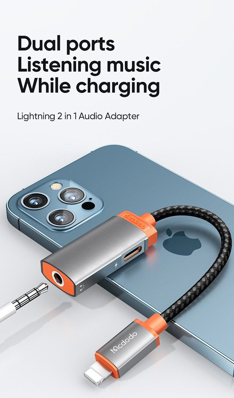 Mcdodo CA-6710 Lightning to Lightning and 3.5mm AUX Port Converter