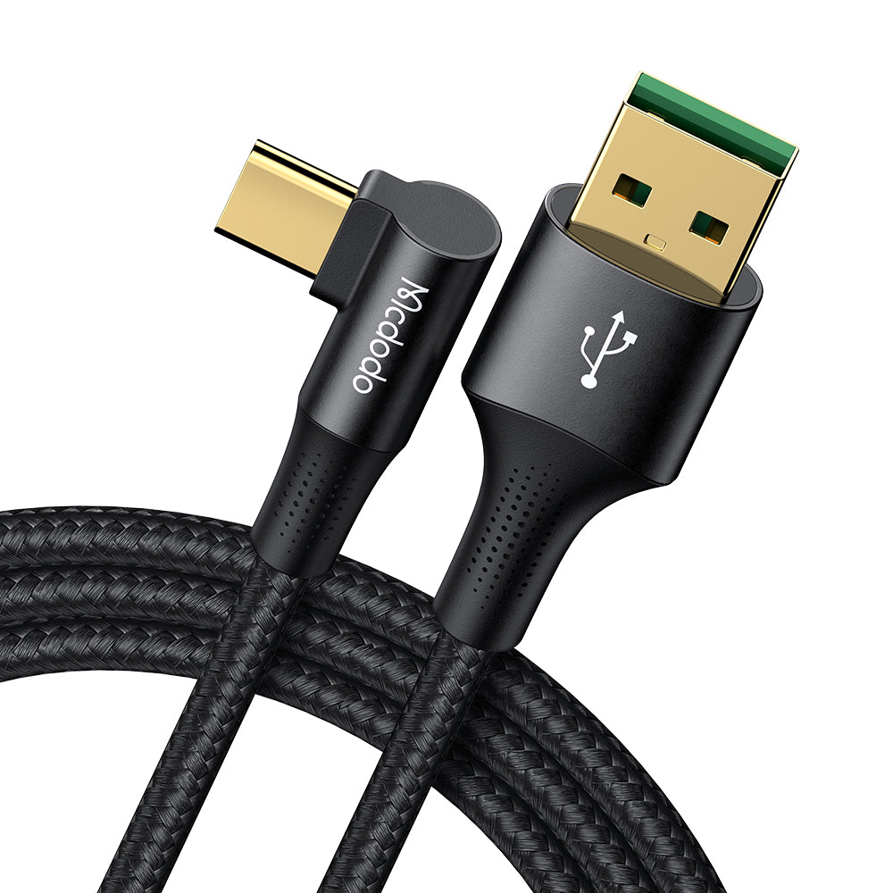Mcdodo CA-122 6A USB Type C Data Cable L Type 90 Degree Gold Tiger Series 1.2m