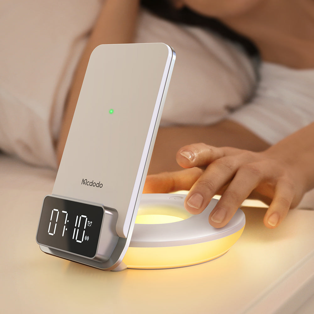 Mcdodo CH-1610 4 in 1 Desktop Wireless Charger with Alarm & Night Lamp