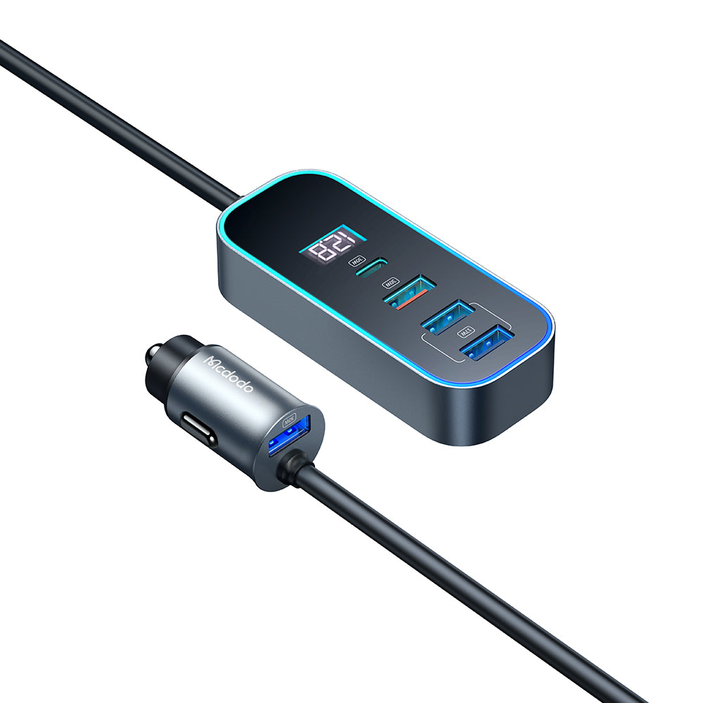 Mcdodo CC-1900 107W 4-Port USB + Type C Car Charger with Digital Display